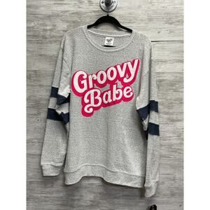 Pacific Co Hoodie L Groovy Babe Oversized Fit Barbiecore Sweatshirt Womens Large